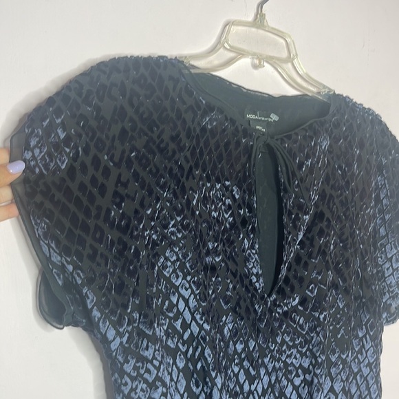 🆕 MODA INTERNATIONAL Victoria’s Secret Black Navy Burnout Velvet Tunic Dress - Picture 3 of 13